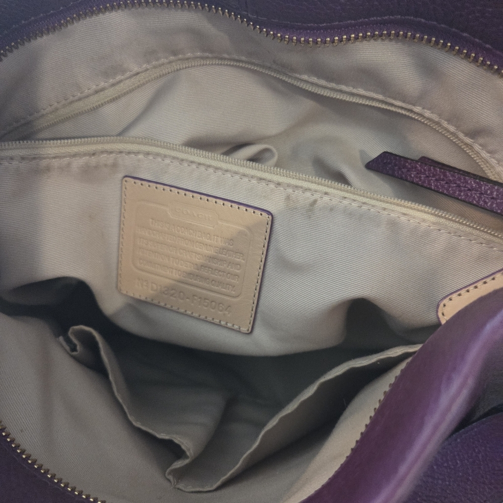 Coach Leather Hobo Shoulder Bag in Deep Plum - Picture 7 of 16